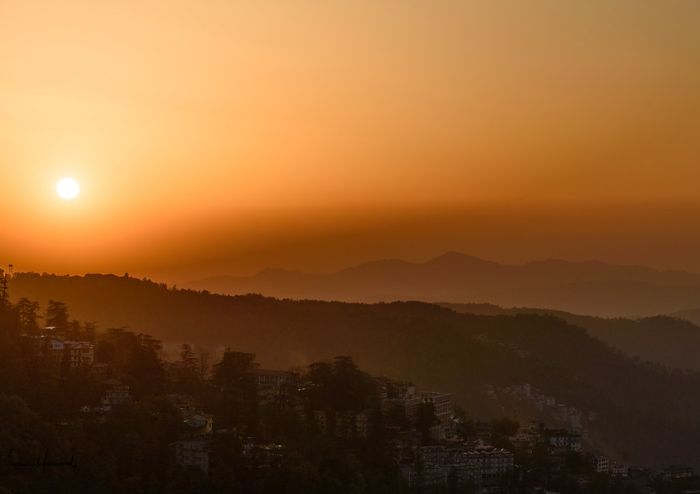 Shimla Mall Road colonial buildings evening lights